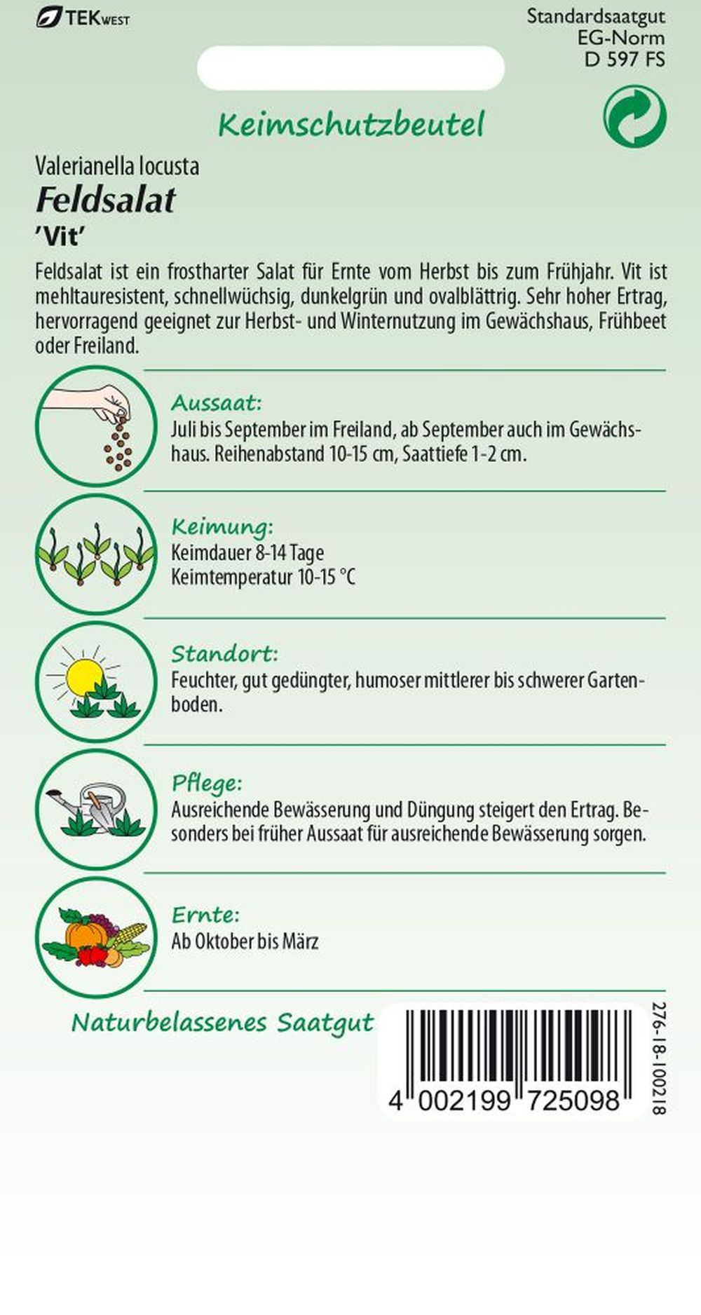 Feldsalat, Vit Kleinpackung